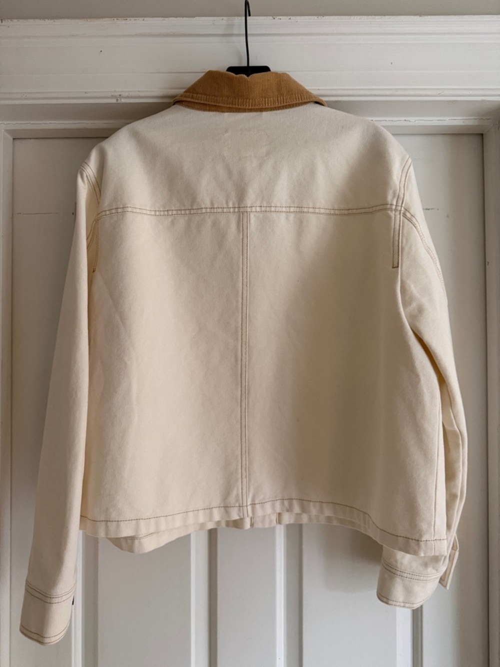 H&M Cream Canvas Jacket with Tan Corduroy Collar Size M - Picture 5 of 9